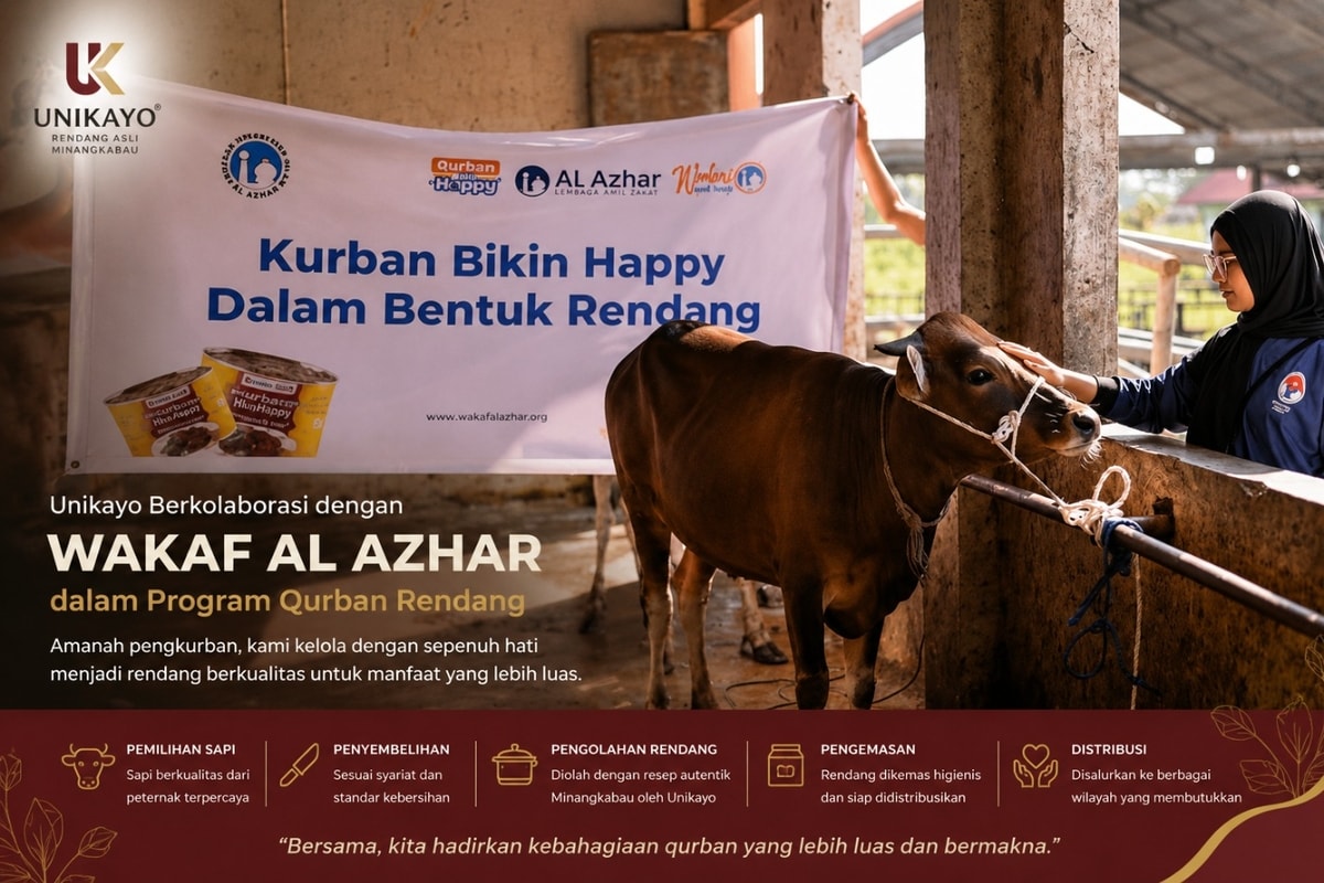 Unikayo Berkolaborasi dengan Wakaf Al Azhar dalam Program Qurban Rendang Unikayo Berkolaborasi dengan Wakaf Al Azhar dalam Program Qurban Rendang