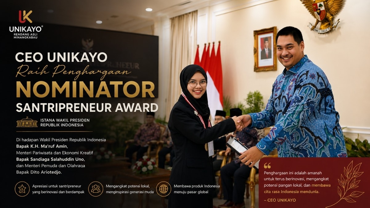 CEO Unikayo Raih Penghargaan Nominator Santripreneur Award di Istana Wakil Presiden Republik Indonesia CEO Unikayo Raih Penghargaan Nominator Santripreneur Award di Istana Wakil Presiden Republik Indonesia