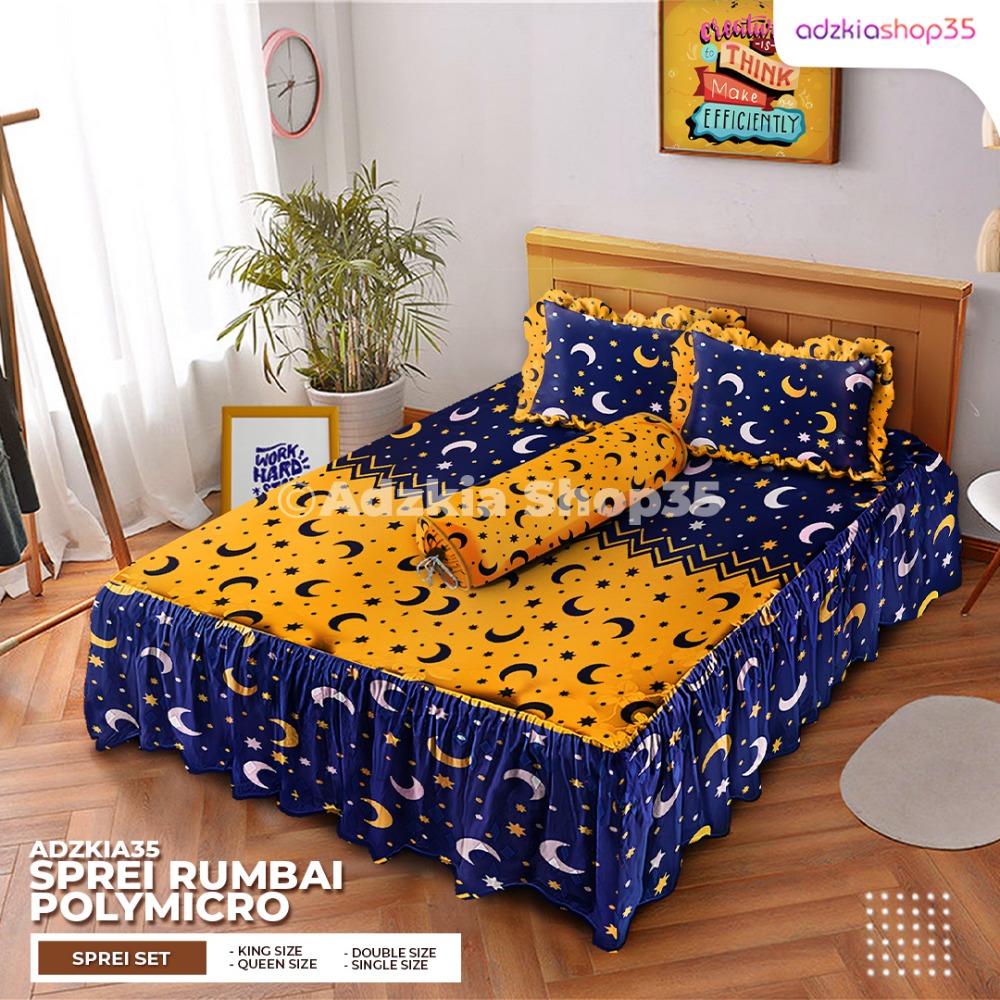 Sprei Rumbai Karakter Polymicro Starmoon Biru Kuning