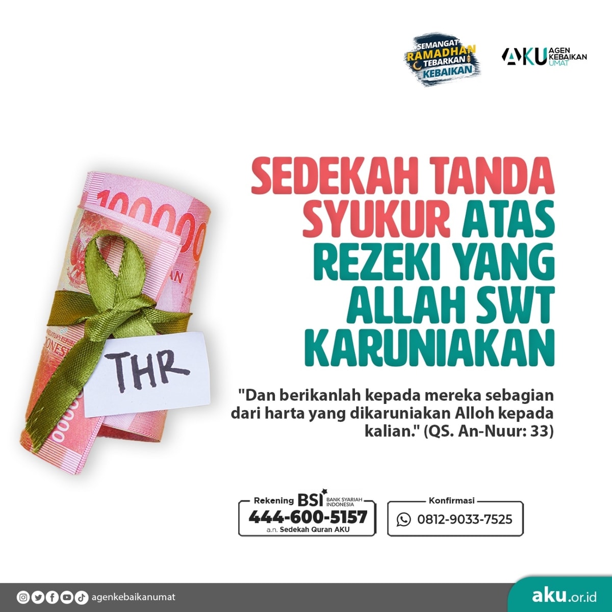 SEDEKAH TANDA SYUKUR ATAS REZEKI YANG ALLAH SWT KARUNIAKAN