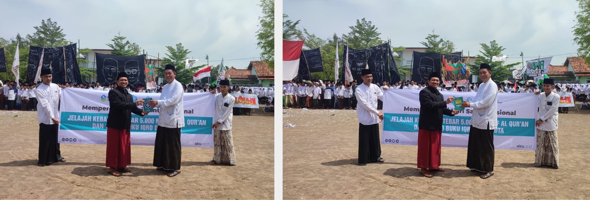 Serah Terima Simbolis Tebar 500 Qur’an dan 2.120 Iqro di Ponpes Manbaul Hikmah Cirebon