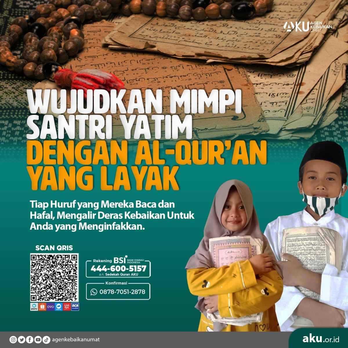 Wujudkan Mimpi Santri Yatim Dengan AlQuran Yang Layak