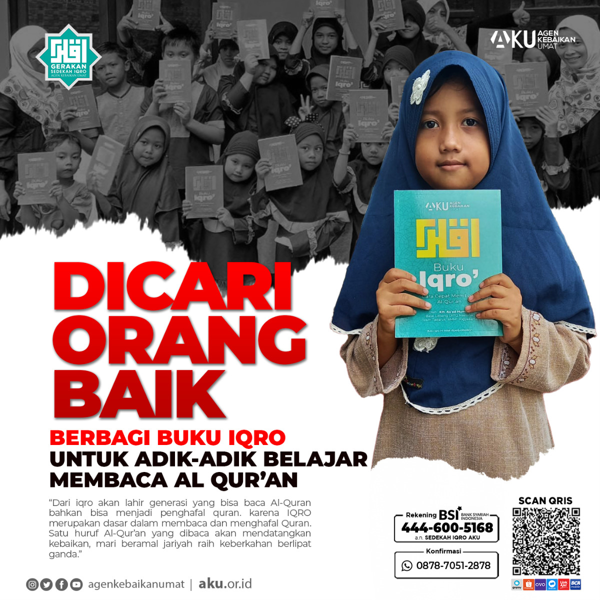 DICARI ORANG BAIK UNTUK BERBAGI BUKU IQRO