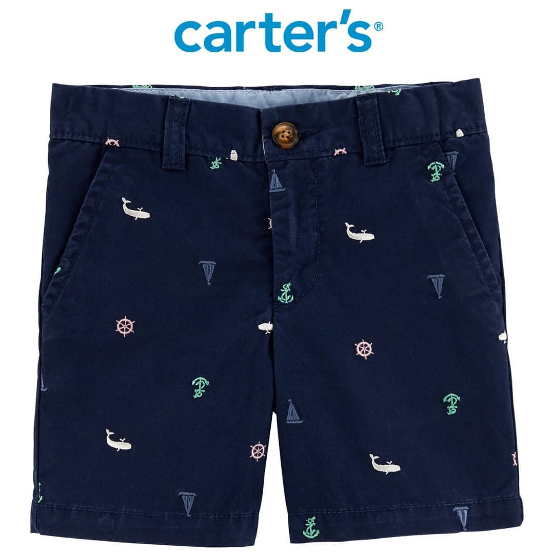  Celana  Pendek  Carter  s Flat Front Schiffli Navy SW 06071  