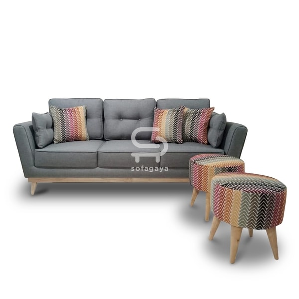 Scandi 3 Seater + 2 Stool