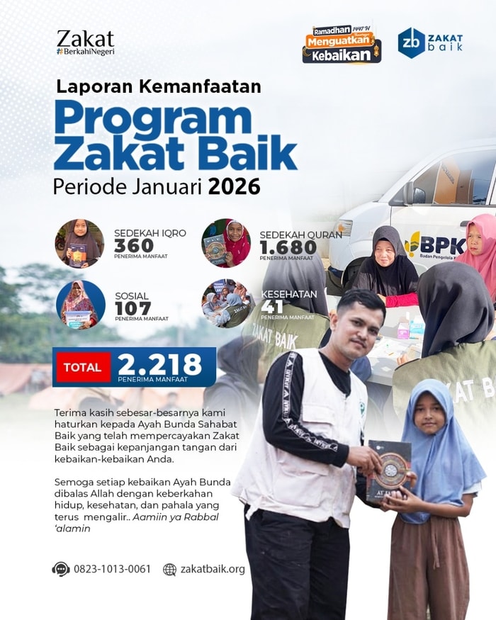 DARI IQRO HINGGA LANSIA: KIPRAH ZAKAT BAIK JANGKAU 2.218 PENERIMA MANFAAT DI JANUARI 2026