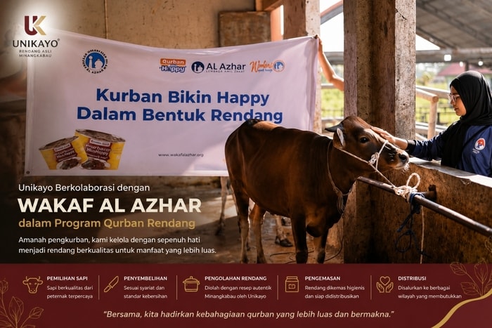 Unikayo Berkolaborasi dengan Wakaf Al Azhar dalam Program Qurban Rendang
