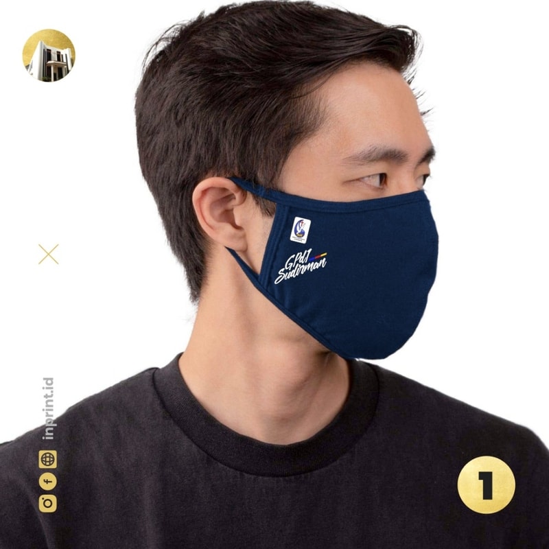  Masker Kain Cotton Combed  30s 2 ply Biru Dongker