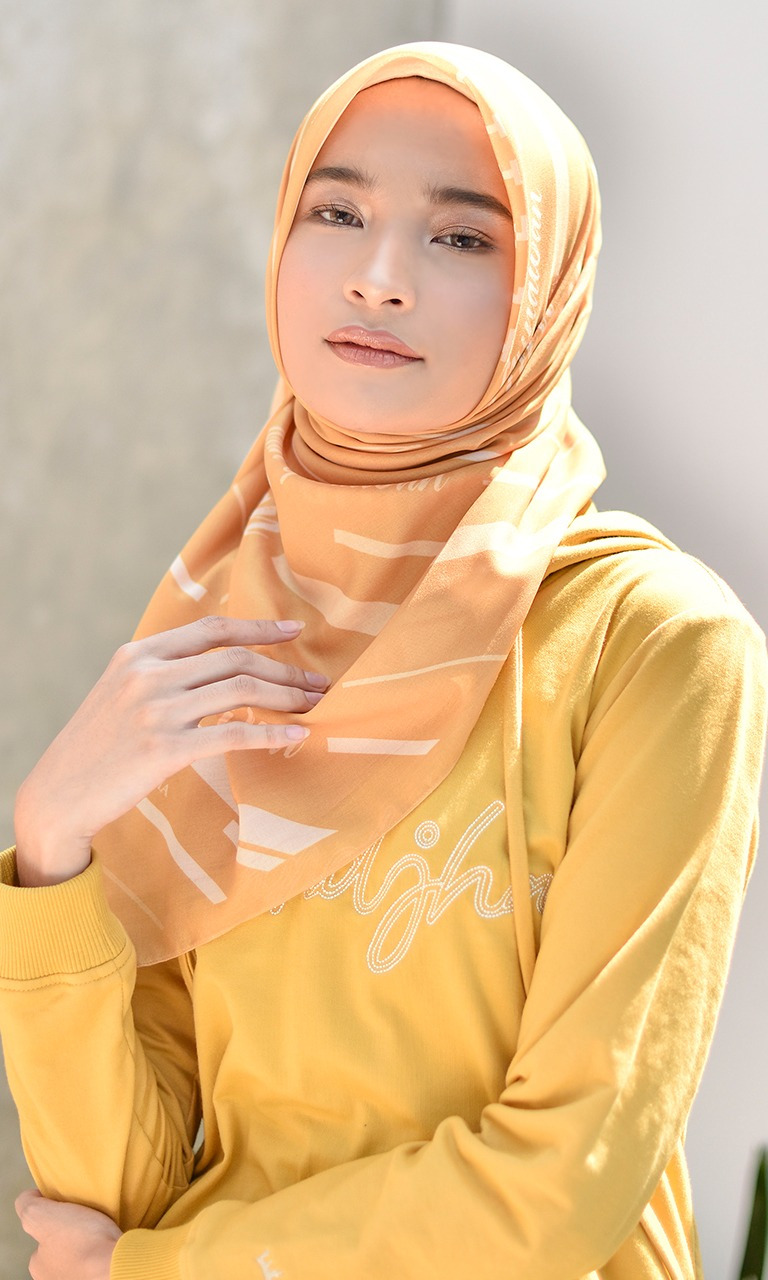 Stripe Monogram Mustard Scarf  Hijab Mandjha Ivan  Gunawan 